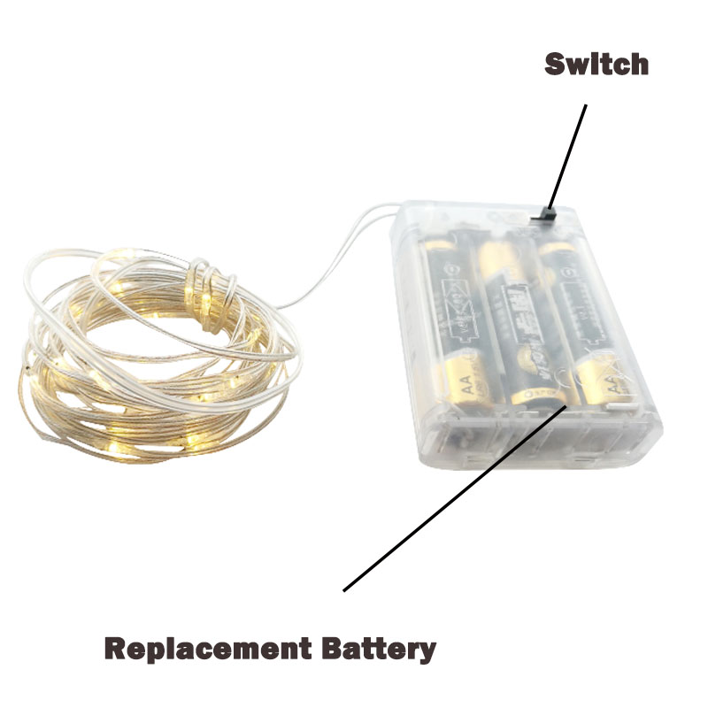 Guirlande lumineuse en fil de cuivre guirlande LED 2M avec lampe de fée pour les lumières de fête de guirlande extérieure et décor de noël du nouvel an