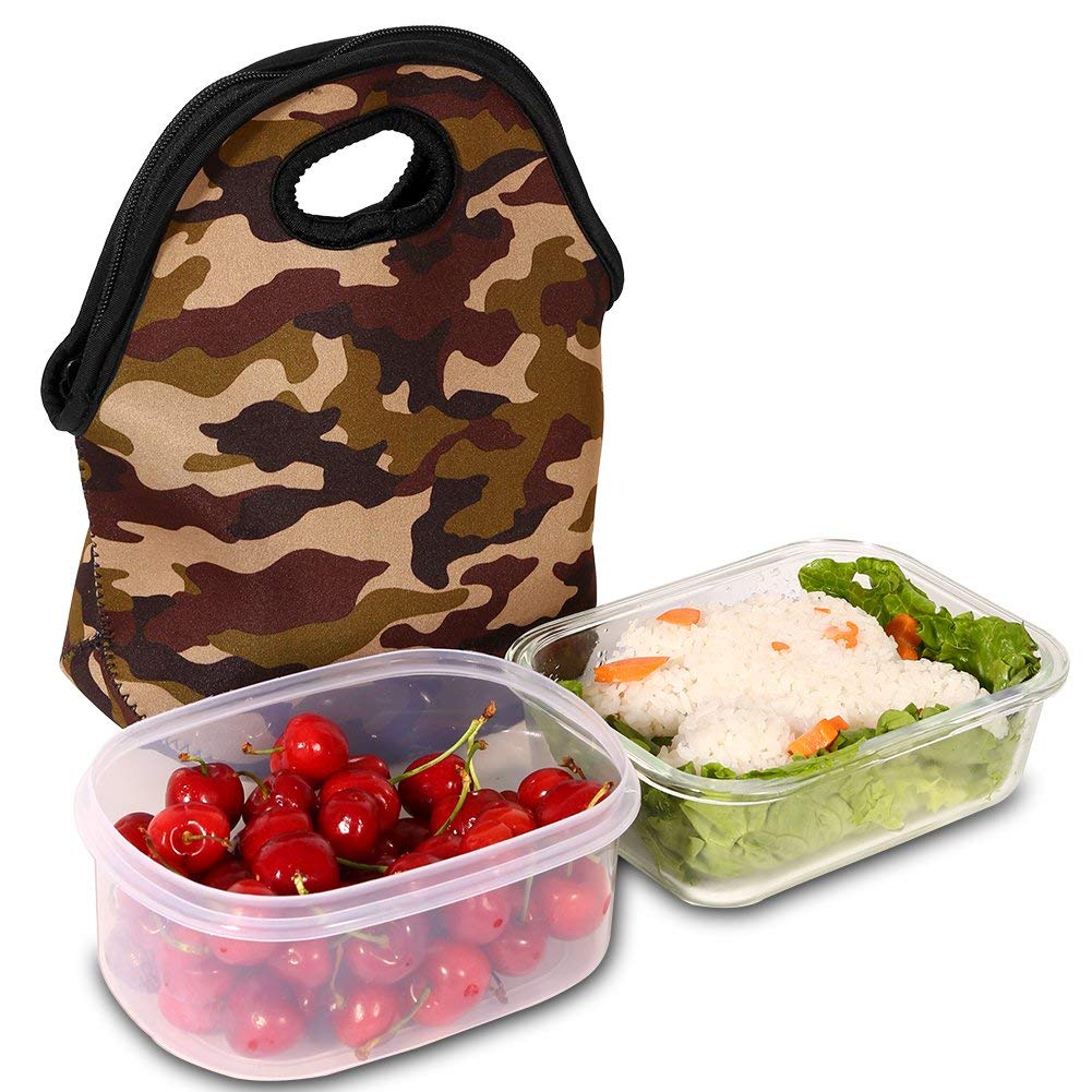 Sac fourre-tout isotherme isol&eacute; portable en n&eacute;opr&egrave;ne camouflage personnalis&eacute;