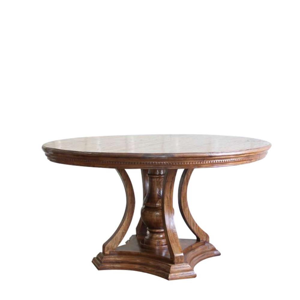 Набор круглых обеденных столов из массива древесины дуба, 6 стульев