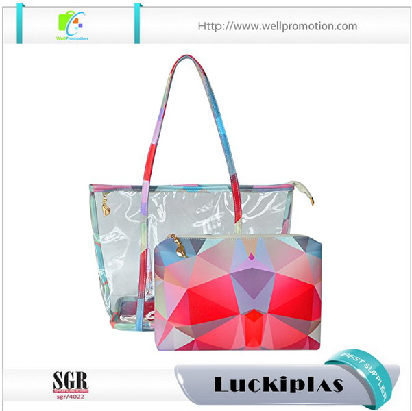 Borsa tote riciclata personalizzata, borsa tote da donna, borsa tote in plastica trasparente in PVC