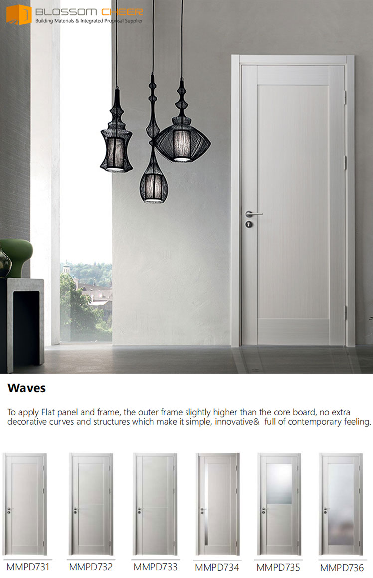 Customize HDF MDF finished surface wood door in vietnam  latest design single flush door