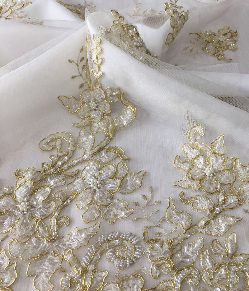 Высокое качество вышивка Свадебное кружево ткань, тяжелая рука блесток бисером кружево для невесты/партии, Кристалл Тюль африканские ткани
