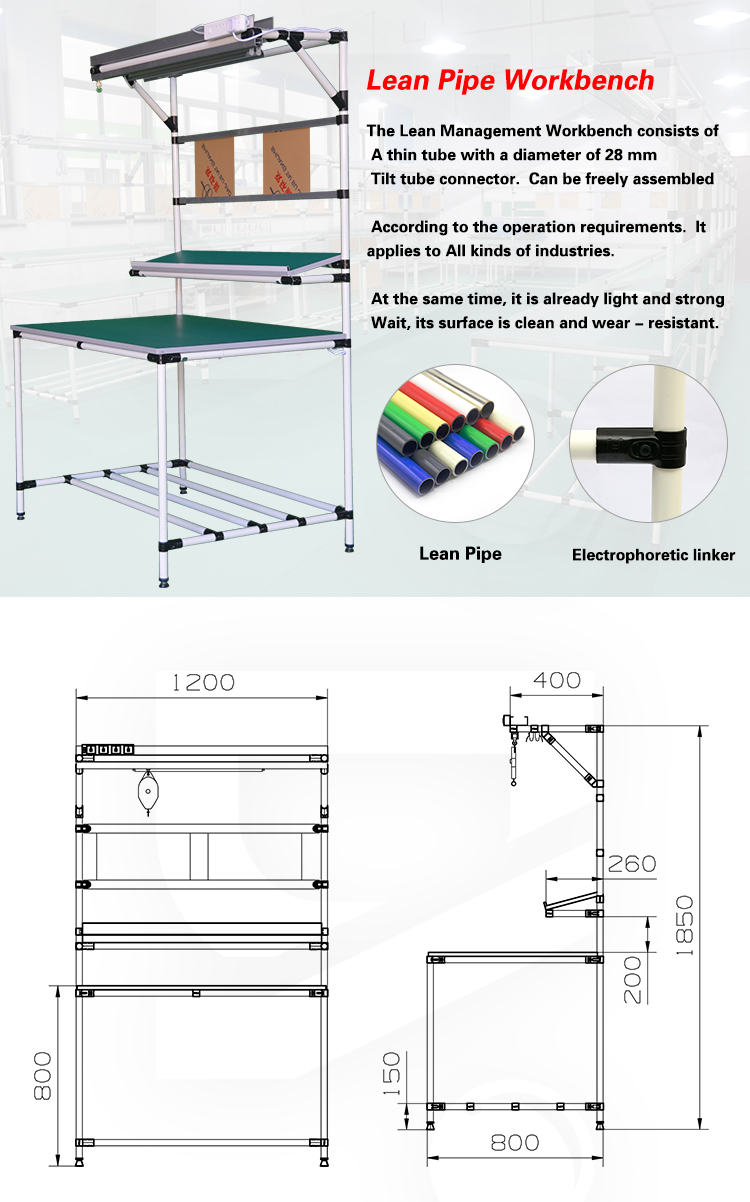 DIY flexible lean pipe esd table industrial workbench for assembly line lean pipe workbench
