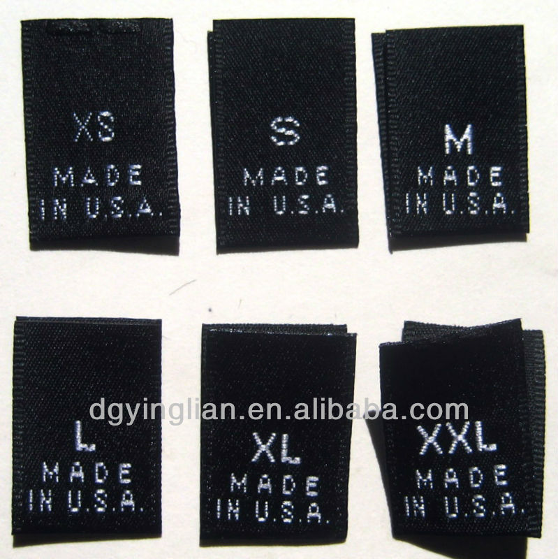 XS S M L XL XXL 500 pcs WOVEN CLOTHING CARE LABEL SIZE TAG 100/% POLYESTER