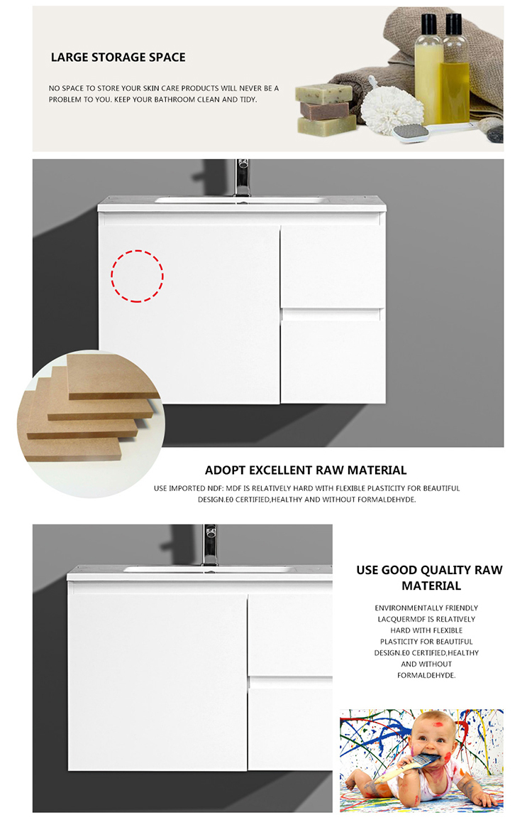 Wall Classic High Gloss White Lacquer Bathroom Cabinet Modern Vanity
