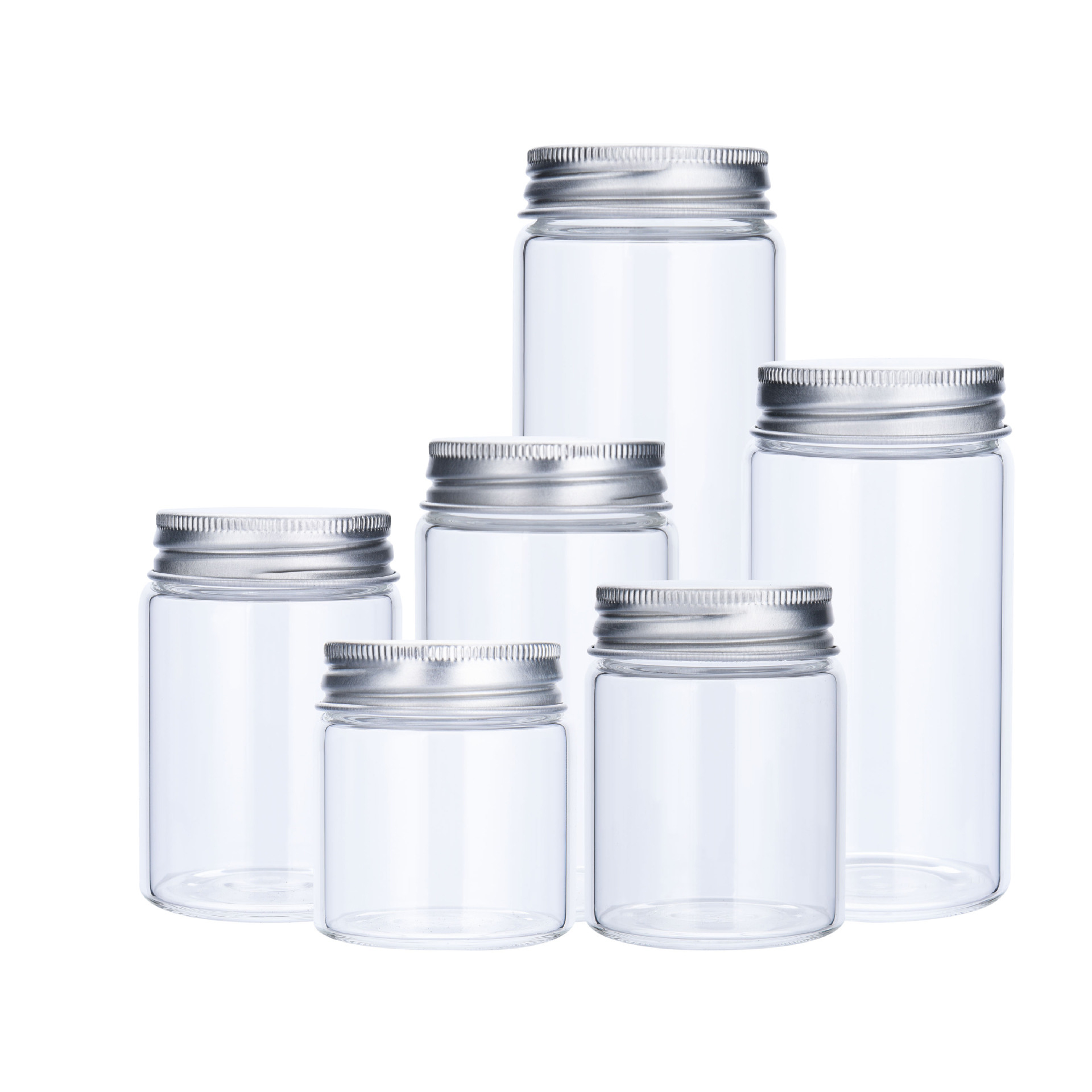 Бутылки из боросиликатного стекла с широким горлышком большого диаметра с алюминиевой закручивающейся крышкой для упаковки фармацевтических капсул