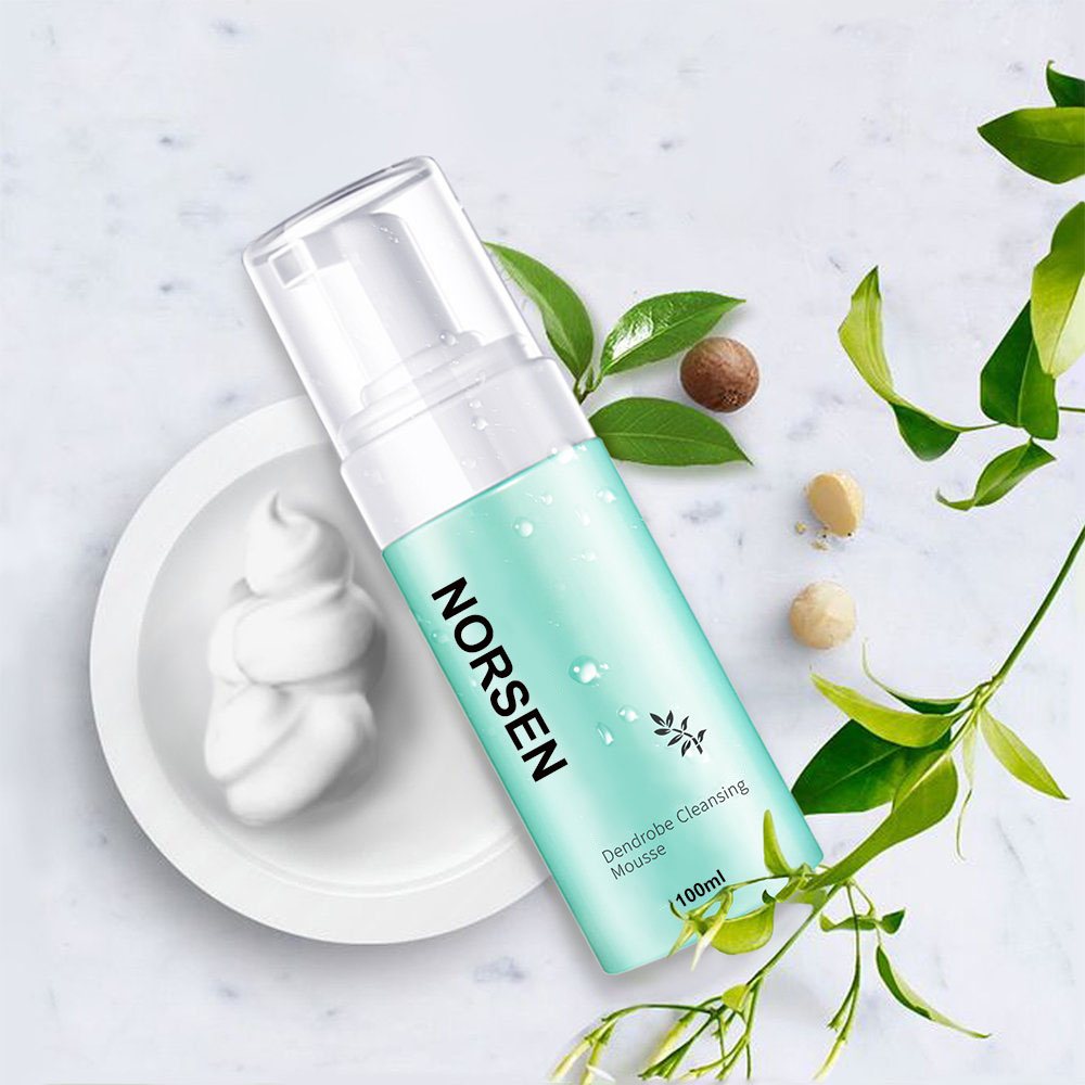 High Quality Private Label Deep Cleansing Moisturizing Dendrobe Cleansing Mousse Plastic Bottle 100ml Adults Face Female 3 Years