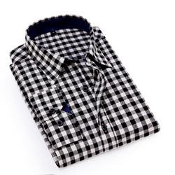 Verificação de 100% algodão Flanela Casuais Homem de Manga Comprida Camisas Xadrez casuais camisa longa para os homens em plus size serviço de processamento