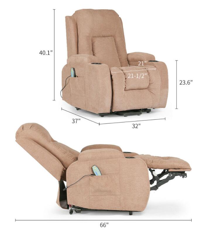 Factory 8 Point Massage & Heat Power Lift Electric Air leather Recliner Armchair Elderly Lounge Seat with USB Charging for Phone