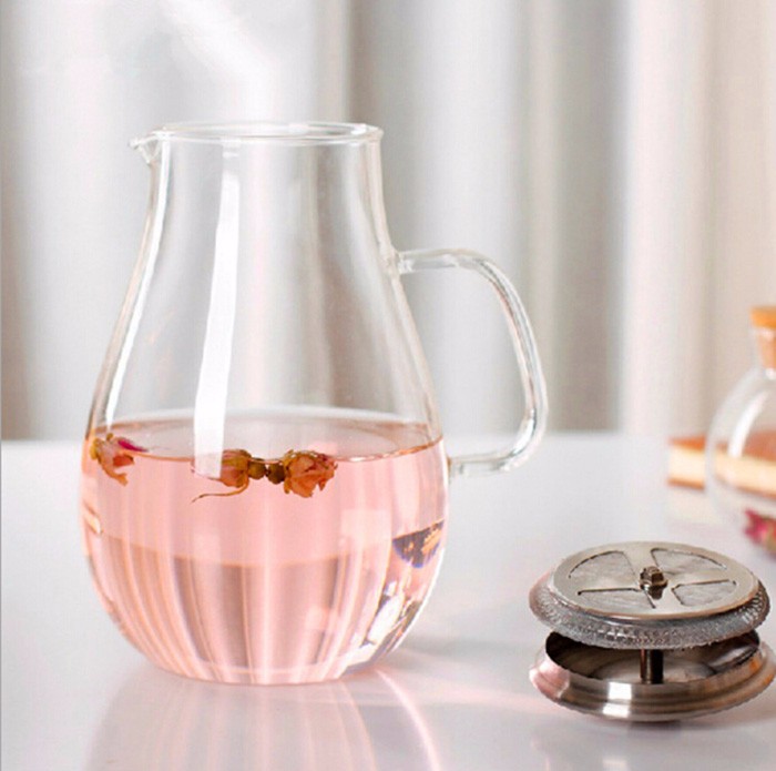 Heat Resistant Borosilicate Decorative Glass Water Filter Pitcher Glass Water Jug