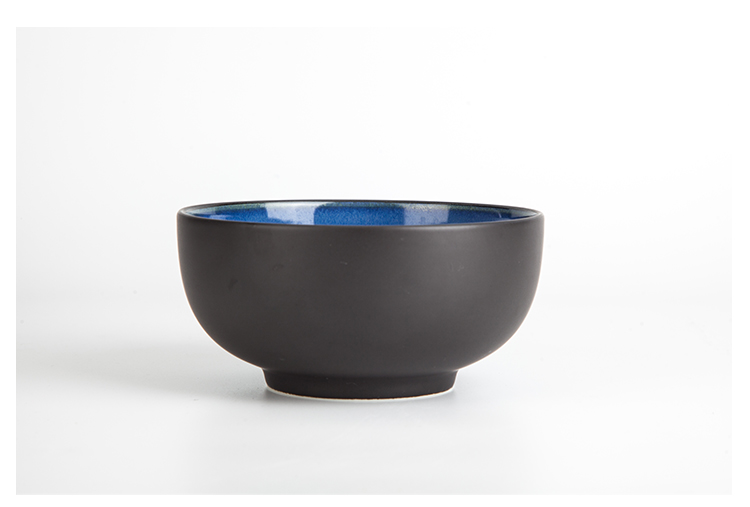 Hotel Ceramic Glossy And Matte Blue Black 700ml Porcelain Soup Bowl