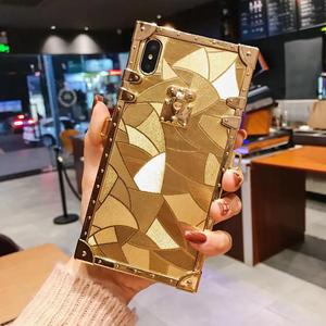 anti-scratch luxury brand glitter shiny sparkle epoxy slim back shockproof square phone case for iphone xs max 11Pro case cover