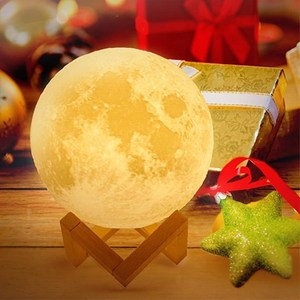 Gift Items for 2019 Hot Sale Two Tone Dimmable Touch Control Moon Shaped Bedside Lamp Luna Moon Lamp 15cm