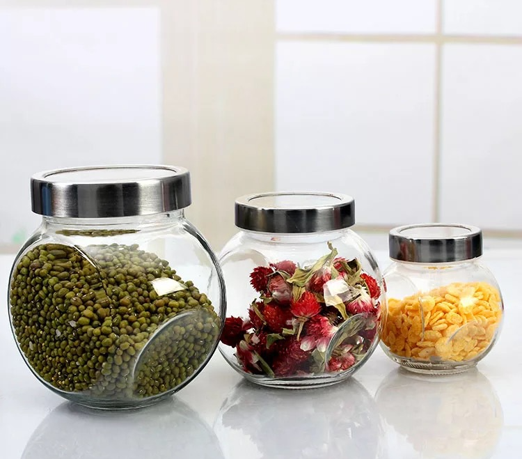 Fancy Food Storage Glass Jar For Nuts Tea Candy Condiments Food Glass Jar