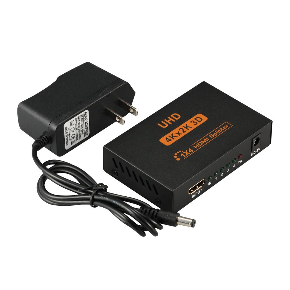UHD 4K*2K 3D HDMI Splitter 1 In 4 Out Durable Hard me<i></i>tal HDMI 1.4b HDMI Splitter For HDTV PS Xbox360 EU US UK Plug