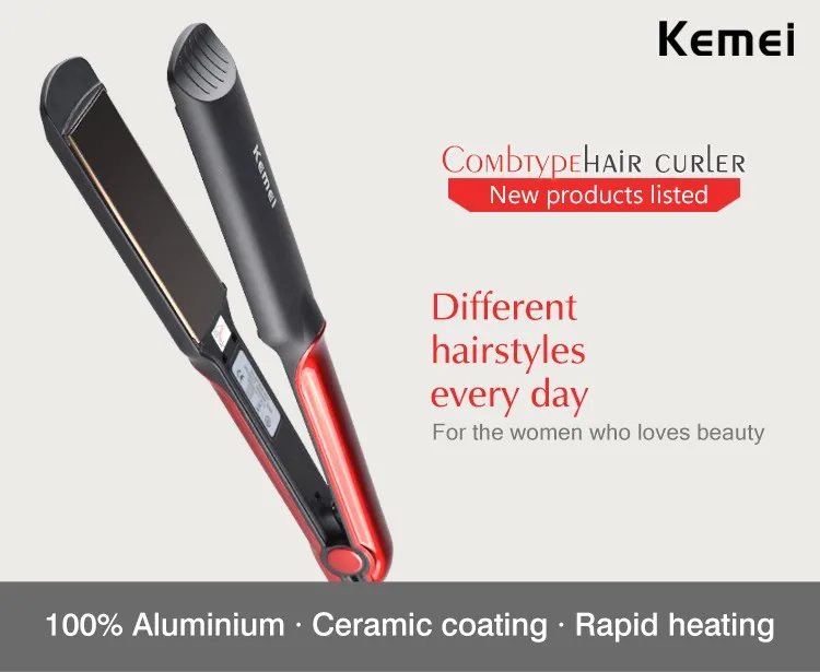 Kemei KM-531 New Design Top Quality 40W Flat Iron Styling Iron Professional Electric Hair Straightener