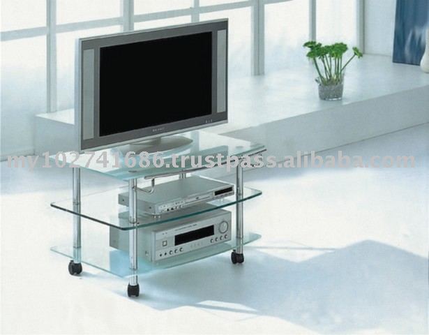 Modern Glass Tv Stand Table With Wheels For Modern Living Room