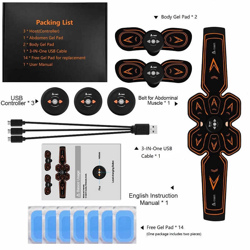 EMS ABS Stimulator Abs Trainer Muscle Toner Abdominal Toning Belt Workouts Portable AB Training Home Office Fitness Equipment