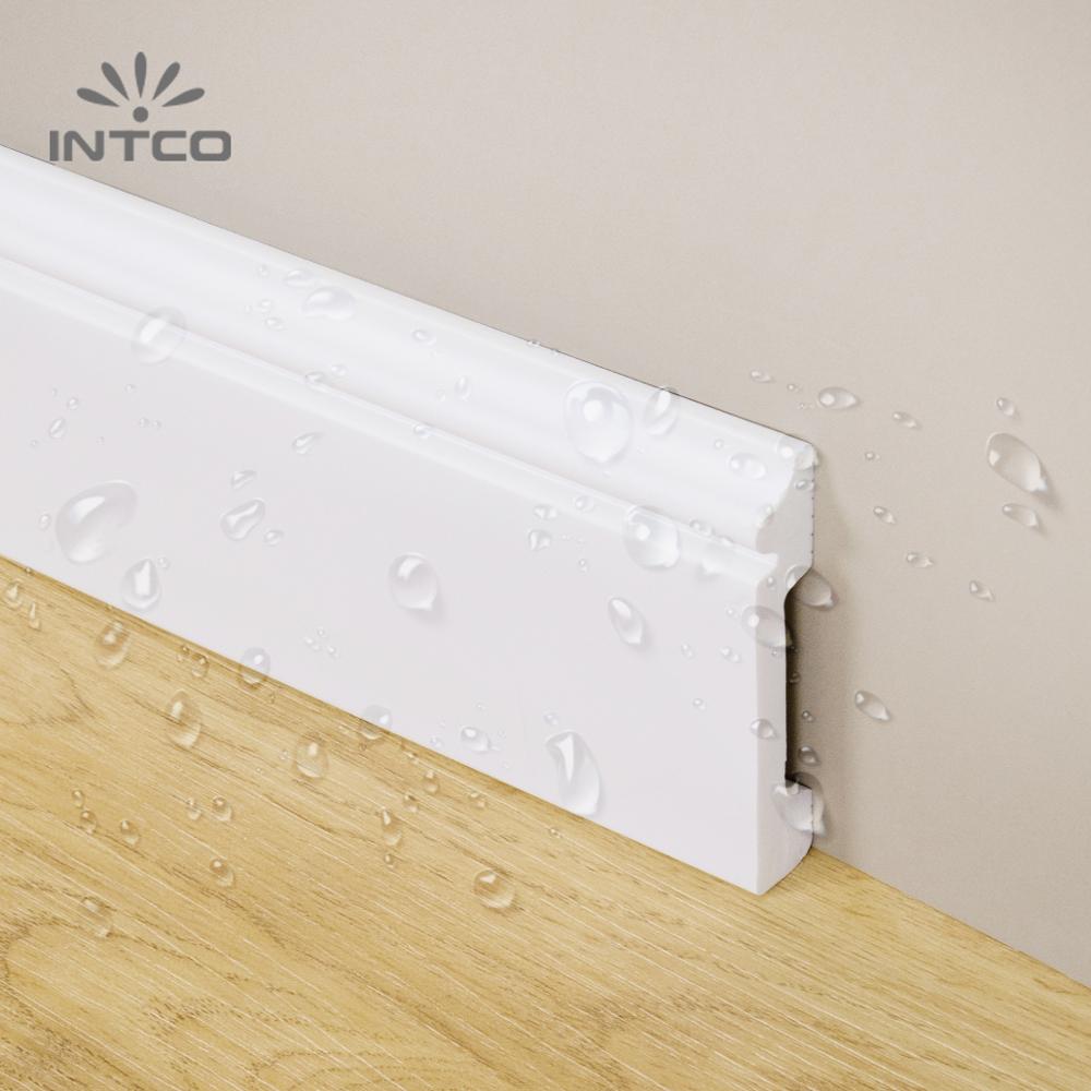 Intco Easy Install Decorative Waterproof White Plastic Baseboard Waterproof White Plastic Baseboard