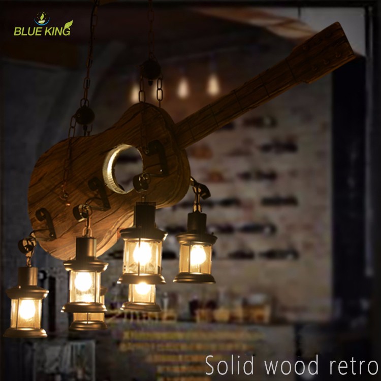 New 6 lights vintage guitar shape creative designer restaurant restration hardware hotel pendant lighting