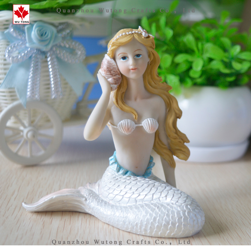 Ручная работа на заказ, статуэтки русалки из смолы на тему океана, украшение для дома