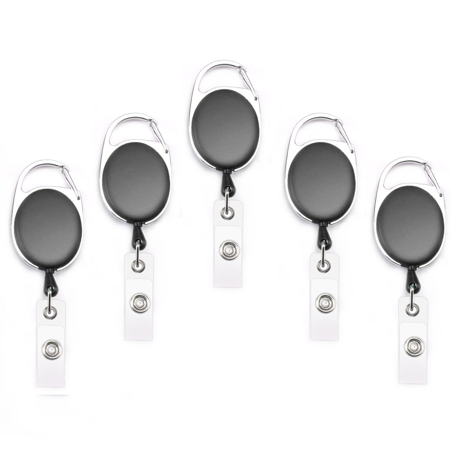 Fushing 100Pcs Retractable Badge Holder Carabiner Reel Clip On ID Card Holders