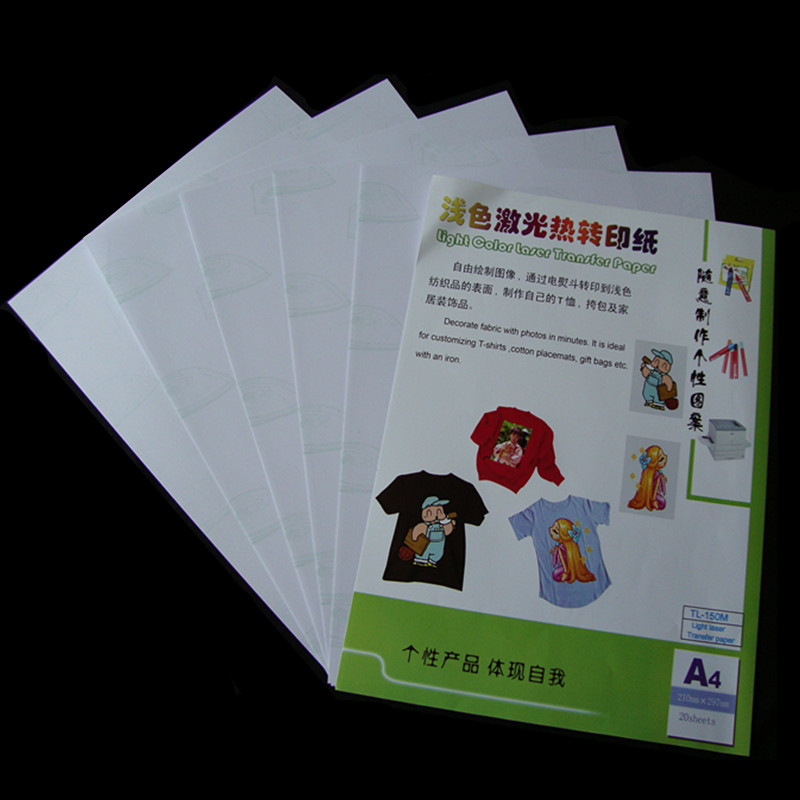 Оптовая собственной разработки Прополка бумага с лазерными принтерами термо переводная печатная бумага для фитболки, цветность света (8,3*11,7 inch) TL-150M
