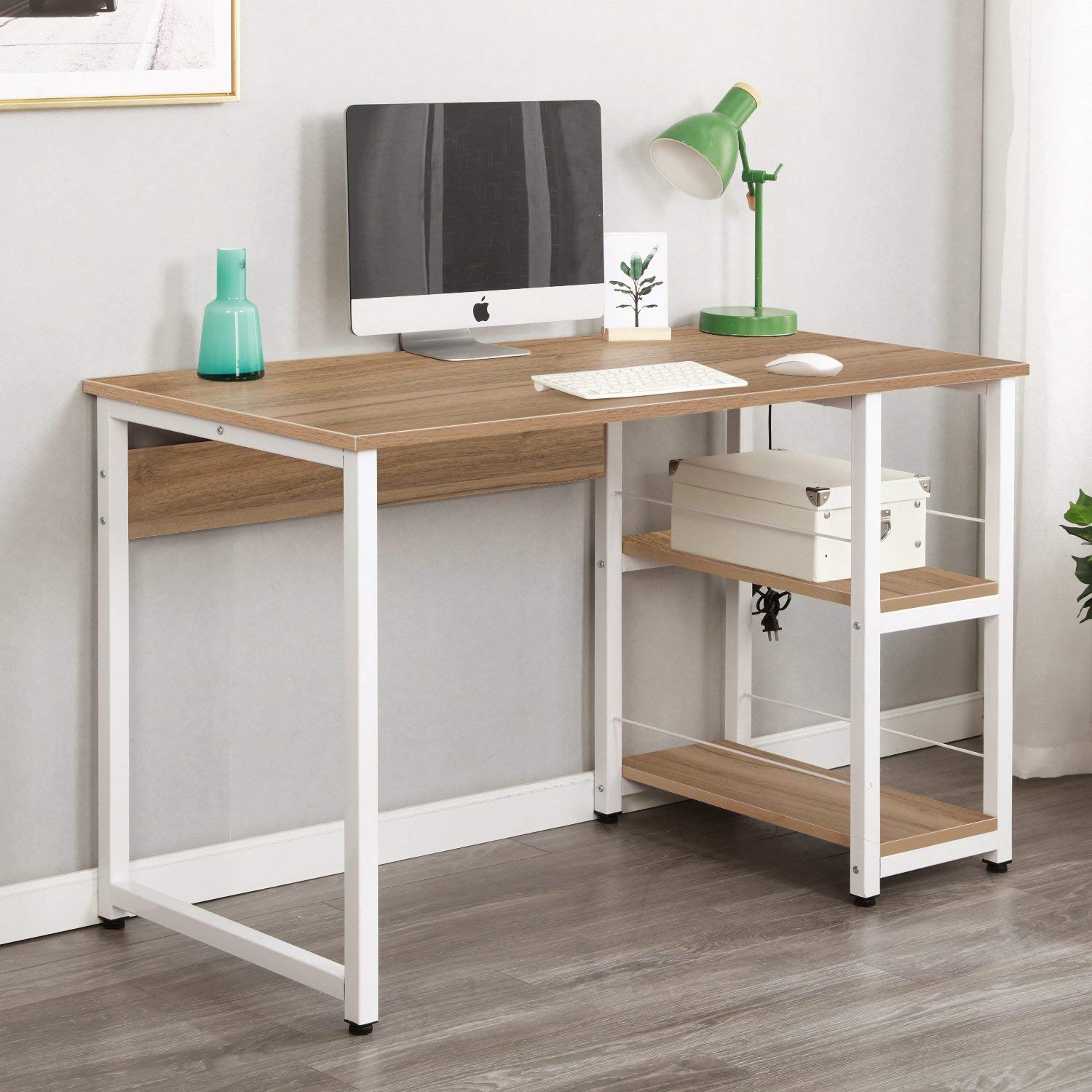 带钢架和木制家用办公桌的电脑桌电脑 pc 笔记本电脑桌研究工作台