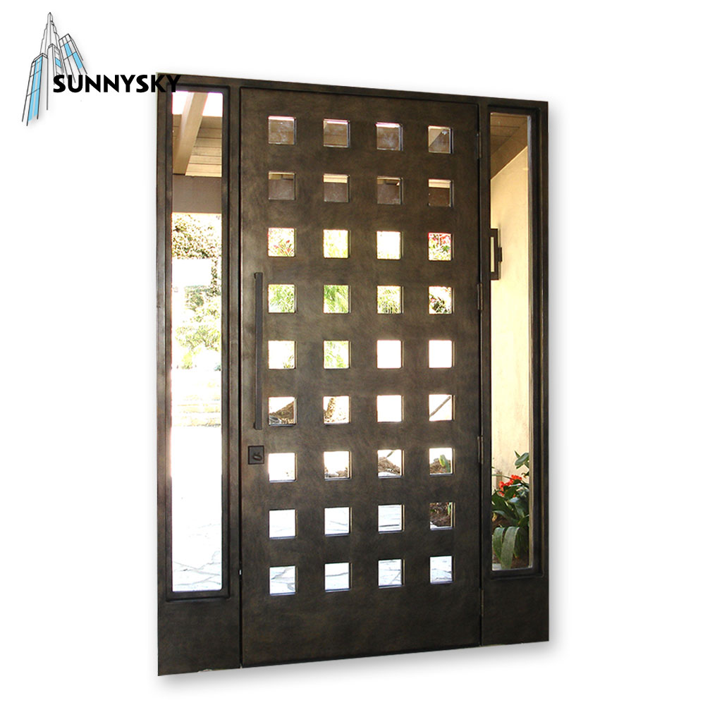 New design single swing hinged wrought iron door with installers manual