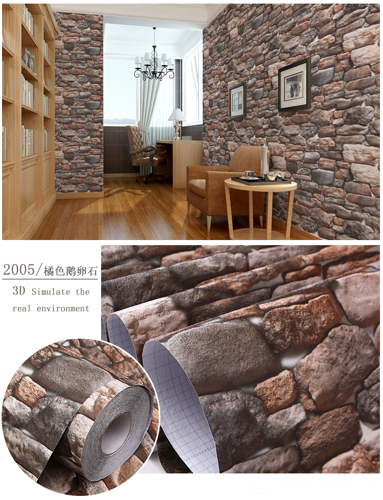Best quality promotional different color 3d brick wallpaper for home and living room 0.61*10M
