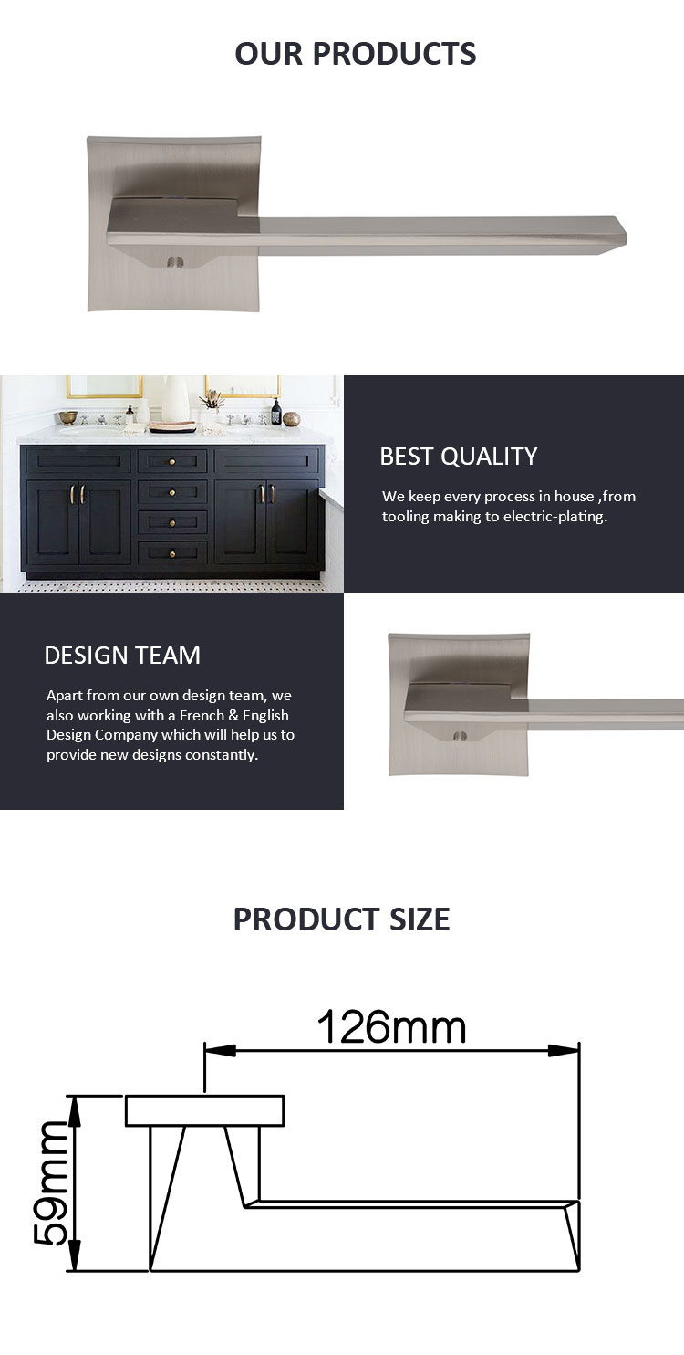 Wholesale standard size metal balcony door handle for interior doors
