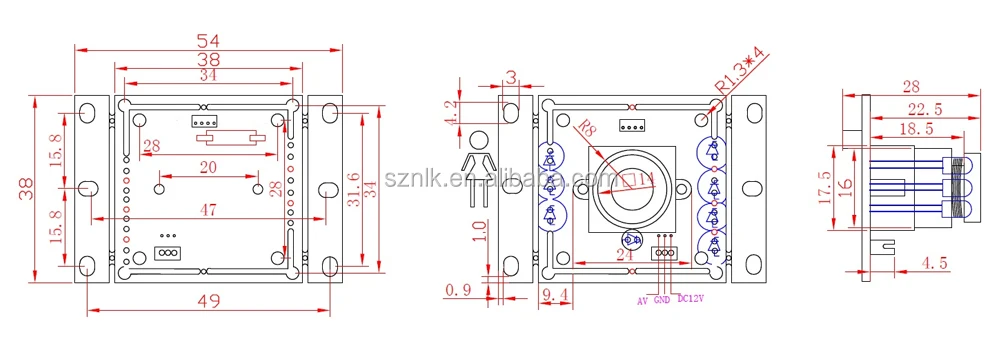 1/3inch CMOS PC7430 ODM OEM CVBS Pinhole Camera Module For Video Door Phone