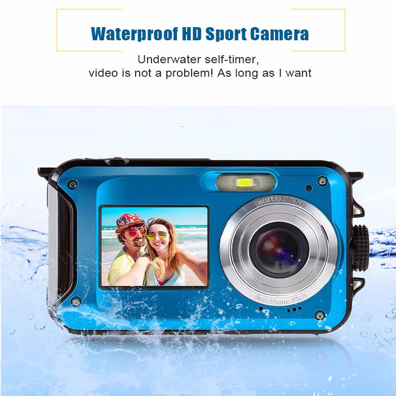 2.7" inch 24MP Dual LCD Screen Compact Digital Camera Waterproof 16x Zoom Video Camcorder Mini Cameras CMOS Micro Camera EU plug