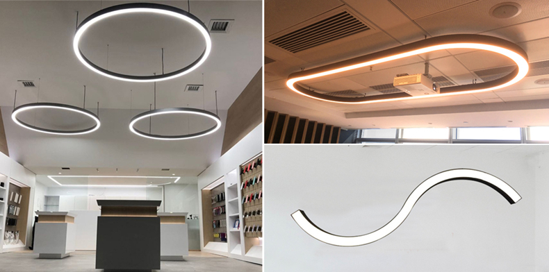 105lm/w欧式现代风格定制曲线铝灯led圆环灯,用于室内项目