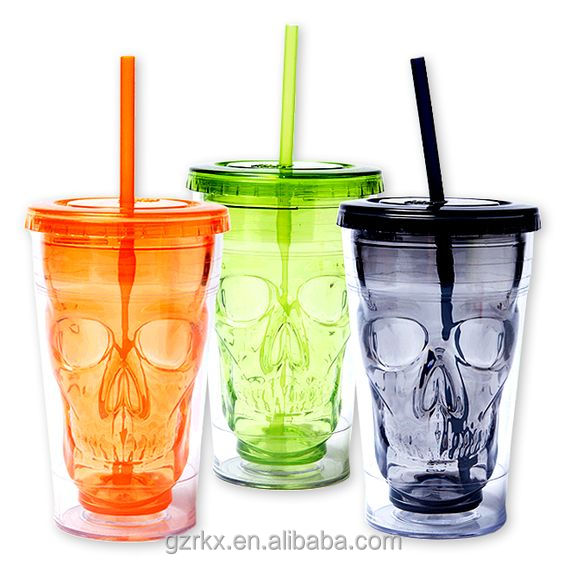 16oz пластиковые Acrylid стакан с крышкой и соломы, с двойной стенкой чашка кофе стакан, сок питьевой холодной чашка для холодной и горячей воды, напиток