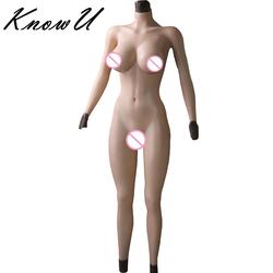 Silicone Female Cyberskin Full Body Suit One-Piece Tight Zentai Transgender Pussy Breast Form Crossdresser