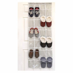 24 Pockets Crystal Clear Over The Door Gray Hanging shoe Organizer