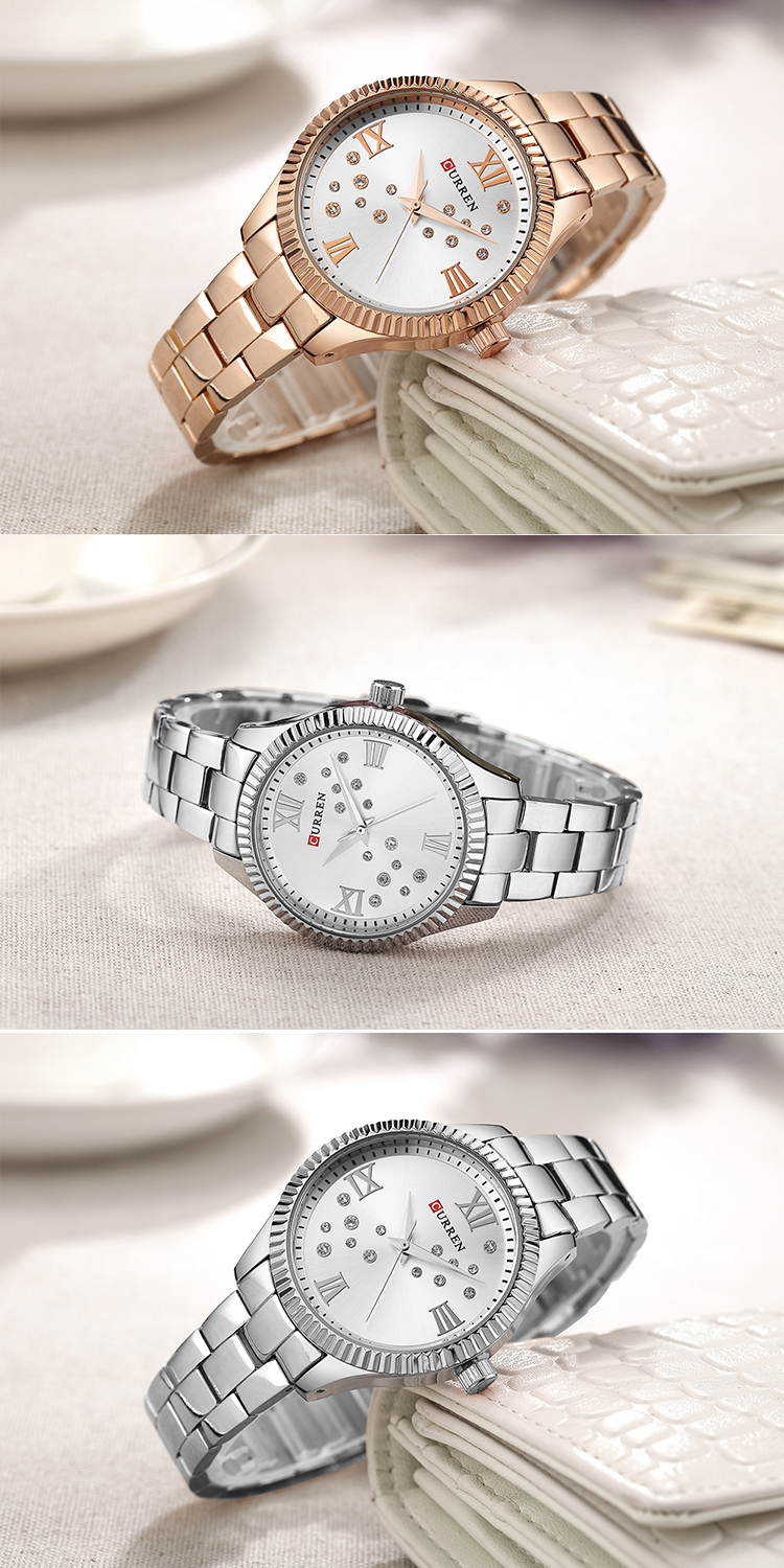 CURREN – montre-bracelet à Quartz pour femmes et filles, Design cristal, 9009