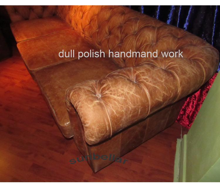 luxury furniture living room sofas chesterfield top grain leather dull polish leather sofa set home furniture