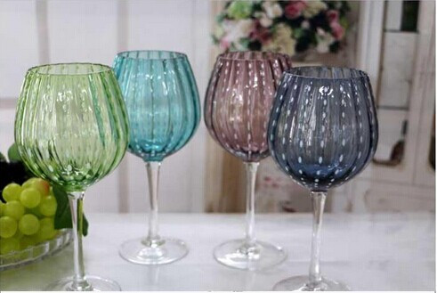 Haonai cheap wholesale glasses bulk crystal colored stemmed wine glass