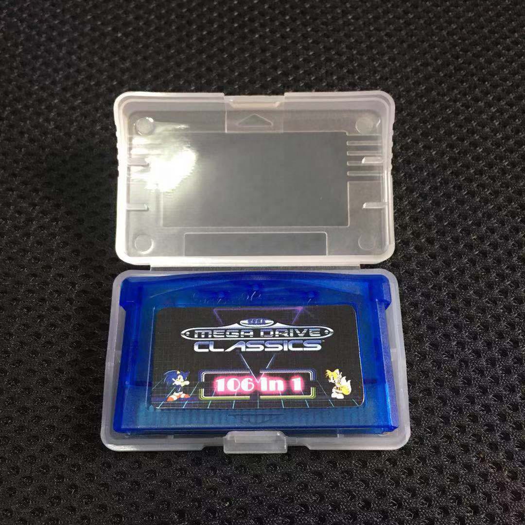 Para gba md 106 em 1 cartão de cartucho de jogo encaixotado para mega drive para sega master system para game boy advance sp multiarte