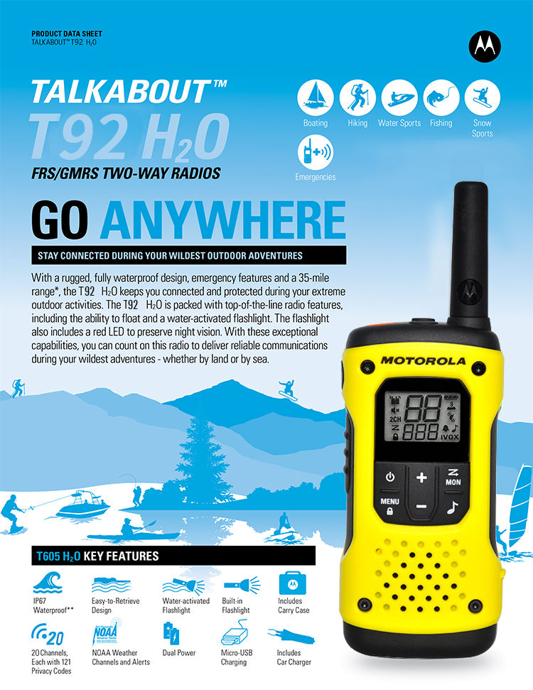 Walkie Talkie Motorola TALKABOUT T92 - Lotto Da 2, PMR446, Impermeabile IP67, Giallo/Nero - Foto 11