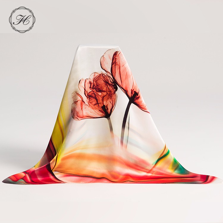 High Quality Custom Printed 100%  Silk Square Scarf For Women