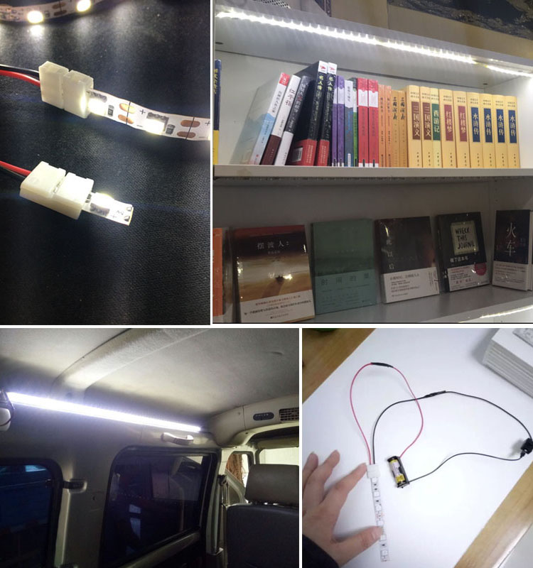 Connettore a doppia striscia LED 2 pin 10mm con connessione senza fili Non è necessario saldare / connettore per saldatura per striscia led 5050/5630