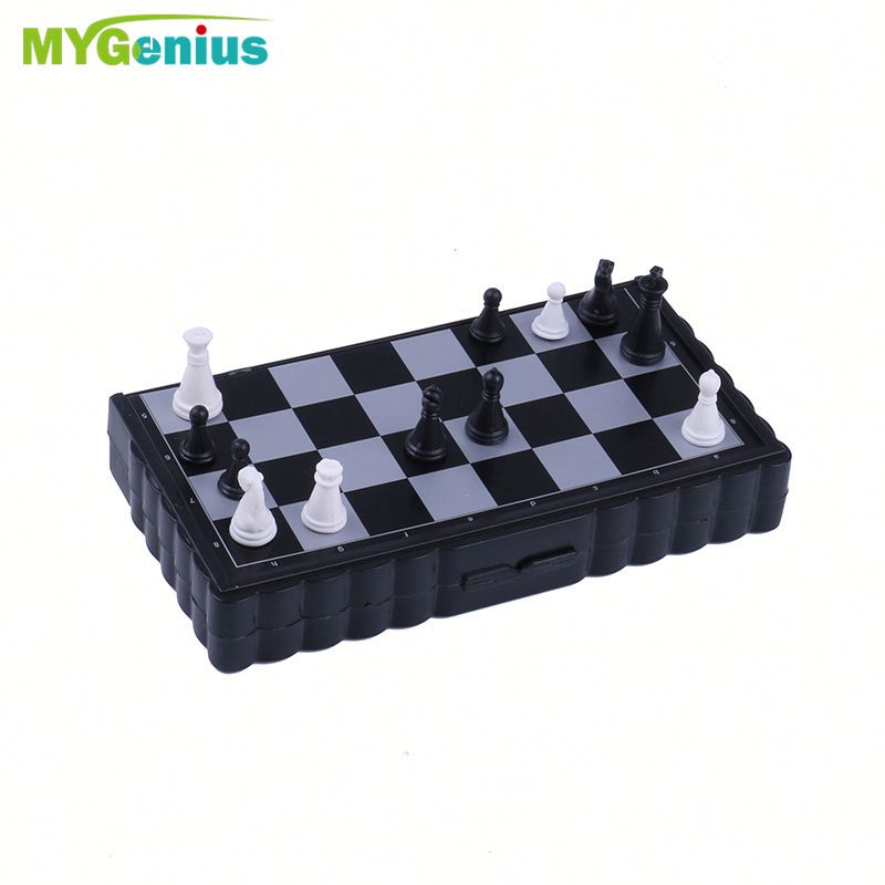 Travel Magnetic Chess Mini Set Complete Folding Board Game Portable Box Metal Ne