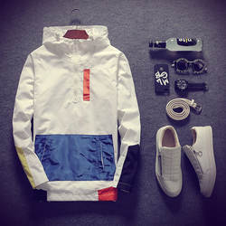 Primavera Vestindo Logotipo Personalizado Projeto da Cor do Contraste Oversize Com Capuz Zip Up Jacket