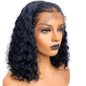Deep part curly bob brazilian 13x6 transparent lace frontal human hair human lace front wig