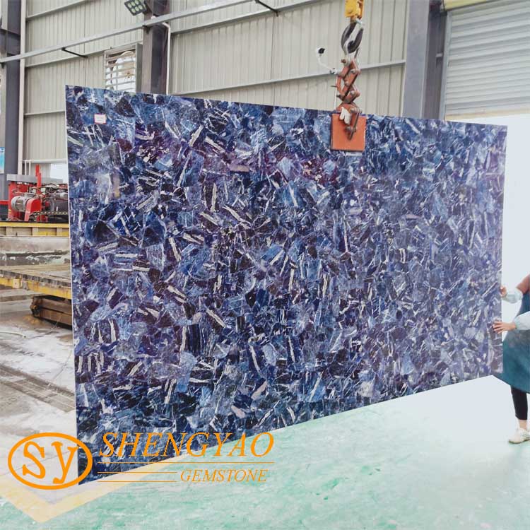 Natural gemstone  sodalite blue jasper granite flooring design for decoration