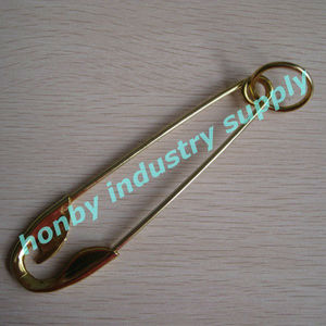 Customized Design Glossy Plated Rustproof Gold Color 140mm Big Steel Safety Pin For Apparel Processing Services