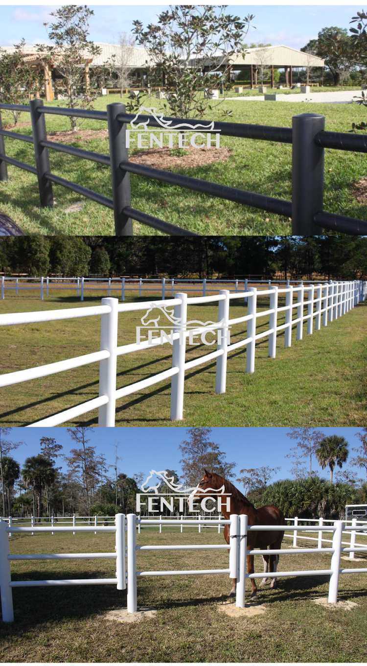 fentech pvc乙烯基塑料圆管导轨用于农场,马围场围栏的马围场围栏